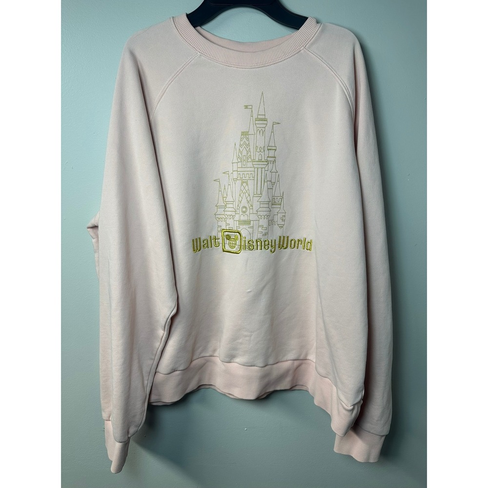 Walt Disney World | Pink Gold Embroidered Castle Pullover Sweatshirt | Size